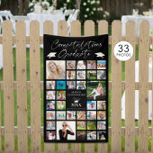 Abschluss Foto Collage Chic Script Black Banner