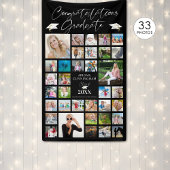 Abschluss Foto Collage Chic Script Black Banner