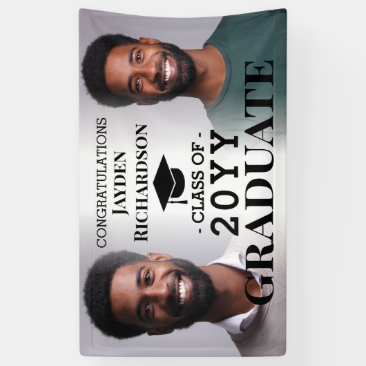 Abschluss Foto Collage Custom Grad Glückwunsch Banner (Vertikal)