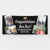 Abschluss Foto Collage Glückwunschs Senior Black Banner (Horizontal)
