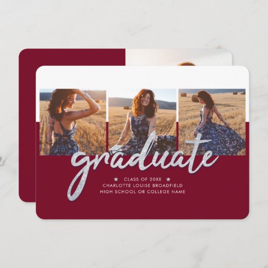 Abschluss Foto Collage Grad 2025 Ankündigung (Vorne/Hinten)