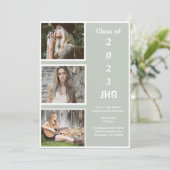 Abschluss Foto Collage Green Name Abschluss Ankündigung (Stehend Vorderseite)