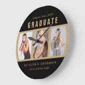 Abschluss Foto Collage Herzlichen Glückwunsch Blac Große Wanduhr (Winkel)