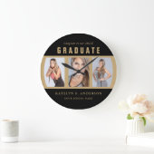 Abschluss Foto Collage Herzlichen Glückwunsch Blac Große Wanduhr (Zuhause)