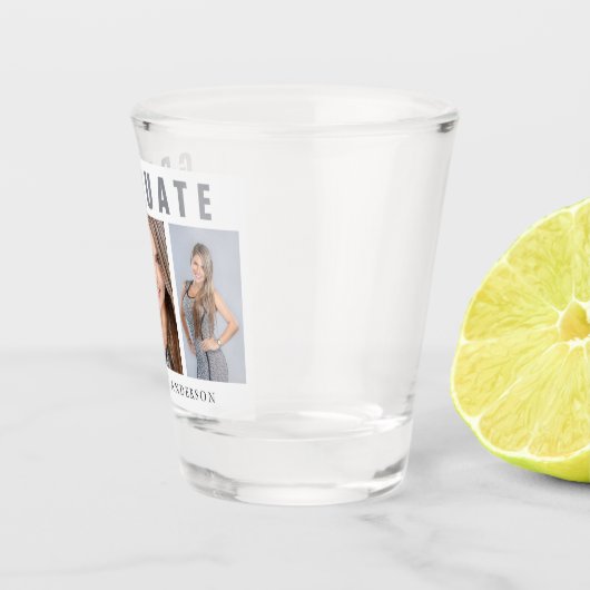 Abschluss Foto Collage Herzlichen Glückwunsch Weiß Schnapsglas (Rechts)