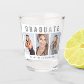 Abschluss Foto Collage Herzlichen Glückwunsch Weiß Schnapsglas (Vorderseite)