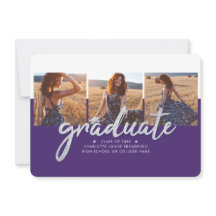 Abschluss Foto Collage Lila Silver Script