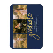 Abschluss Foto Collage Navy Gold Ankündigung Magnet (Vertikal)