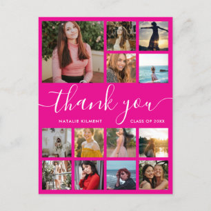 Abschluss Foto Collage Pink Danke Postcard Ankündigungspostkarte
