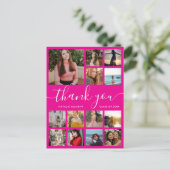 Abschluss Foto Collage Pink Danke Postcard Ankündigungspostkarte (Stehend Vorderseite)