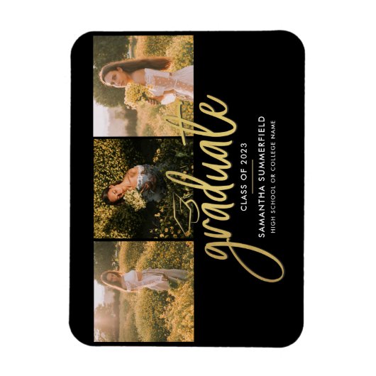 Abschluss Foto Collage Script Grad Bekanntgabe Magnet (Vertikal)