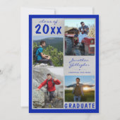 Abschluss Foto Collage Script Name Blau Silver Ankündigung (Vorderseite)