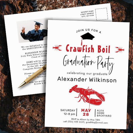 Abschluss Foto Crawfish Boil Party Einladung Postkarte