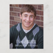 Abschluss Foto Einfach Schwarz-Weiß-Einladung Postkarte (Vorderseite)