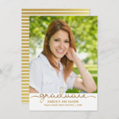 Abschluss Foto Einfache DIY Gold Streifen Flachkar Ankündigung (Vorne/Hinten)