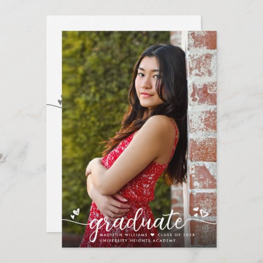 Abschluss Foto Einfache moderne kalligraphische He Ankündigung (Vorne/Hinten)