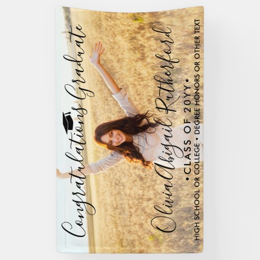 Abschluss Foto & Einfache Schwarz-Script-Klasse Ja Banner (Vertikal)