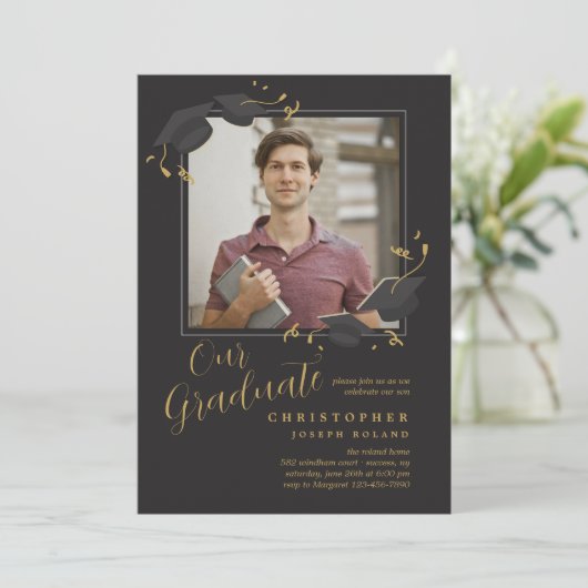 Abschluss Foto Einladung (Stehend Vorderseite)