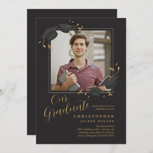 Abschluss Foto Einladung (Vorne/Hinten)