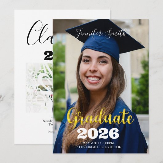 Abschluss Foto Einladung (Vorne/Hinten)