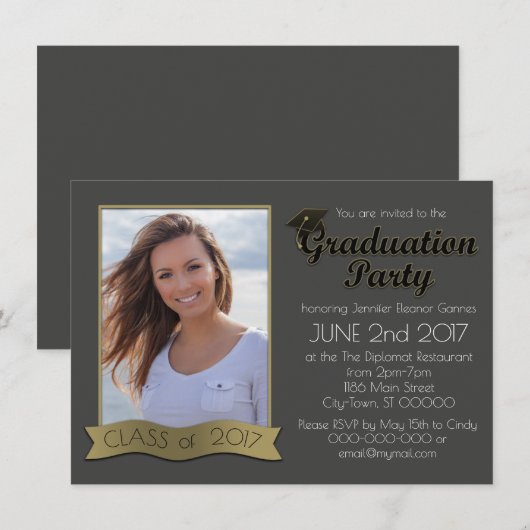 Abschluss Foto Einladung (Vorne/Hinten)