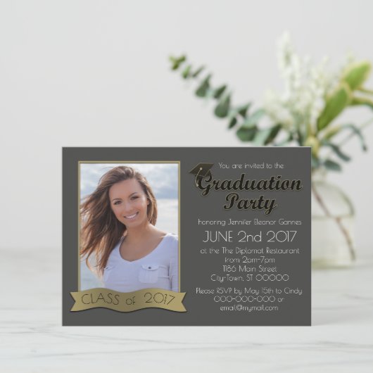  Abschluss Foto Einladung (Stehend Vorderseite)