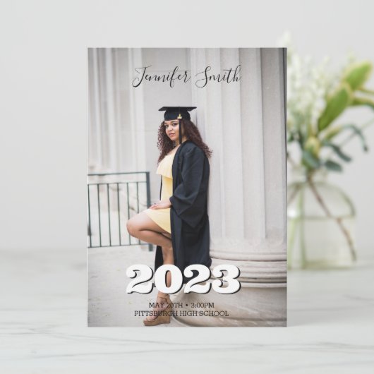 Abschluss Foto Einladung (Stehend Vorderseite)