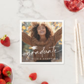 Abschluss Foto elegante Drehbuch Graduiertenkappe Serviette (Beispiel)