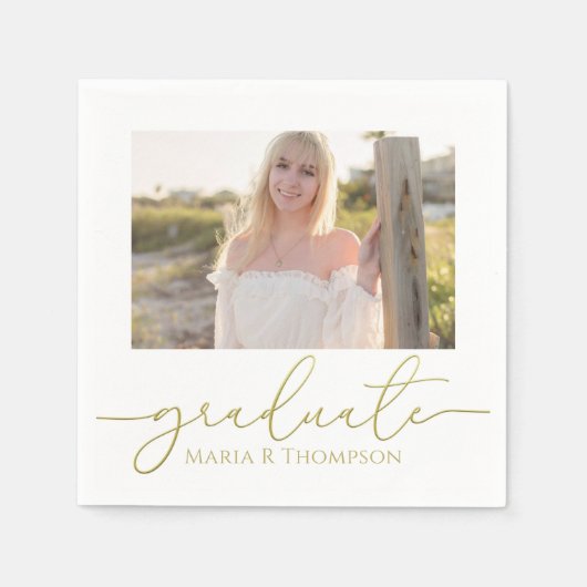 Abschluss Foto Elegante Gold Minimalistisches Skri Serviette (Vorderseite)