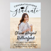 Abschluss Foto Elegante Moderne Schwarze Kalligrap Poster (Vorne)