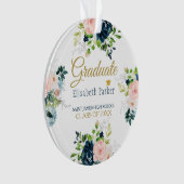 Abschluss | FOTO Elegantes Blumenblau und Gold Ornament (Vorderseite)