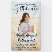 Abschluss Foto & Elegantes Schwarzes Skript-Jahr Banner (Vertikal)