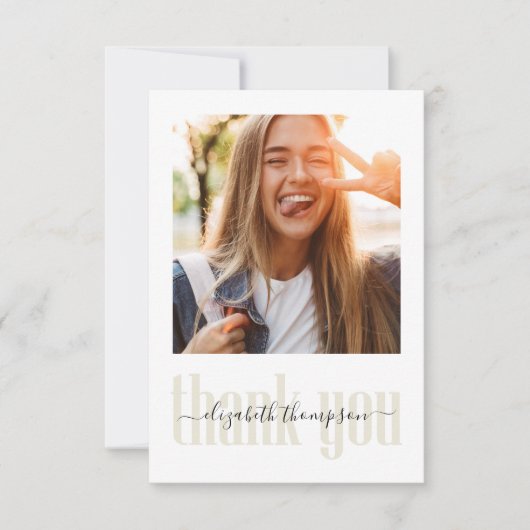 Abschluss Foto Elegantes Skript Dankeskarte (Vorderseite)