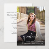 Abschluss Foto Elegantes Skript | Party Einladung (Vorne/Hinten)