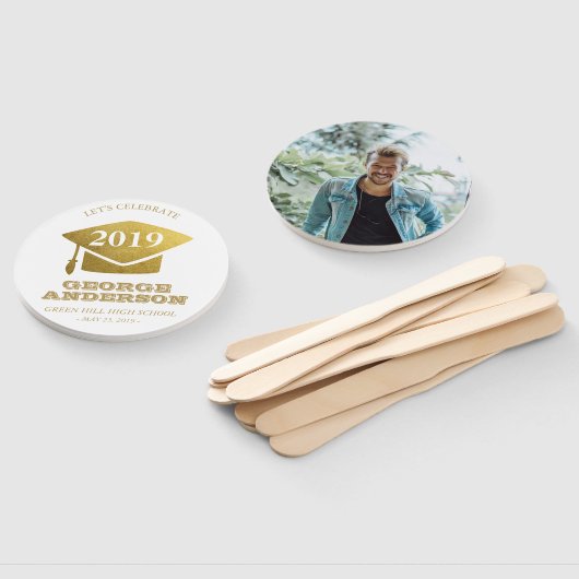 Abschluss Foto Fans - Gold Grad Fächer (Non-assembled)