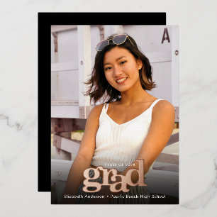 Abschluss Foto fett Typografie reale Rose Gold Folieneinladung