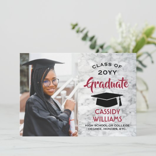 Abschluss-Foto für die Klassen Rot und Weiß Einladung (Stehend Vorderseite)