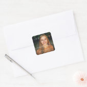 Abschluss-Foto für Skript-Glückwunsch Quadratischer Aufkleber (Umschlag)