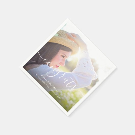 Abschluss-Foto für Skript-Glückwunsch Serviette (Ecke)