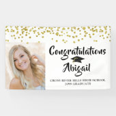 Abschluss Foto Gold Confetti Pinselschrift Banner (Horizontal)