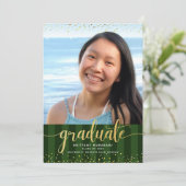 Abschluss Foto Gold Glitzer Drehbuch Ankündigung (Stehend Vorderseite)