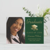 Abschluss Foto Gold Grad Cap Diploma Green Ankündigung (Stehend Vorderseite)