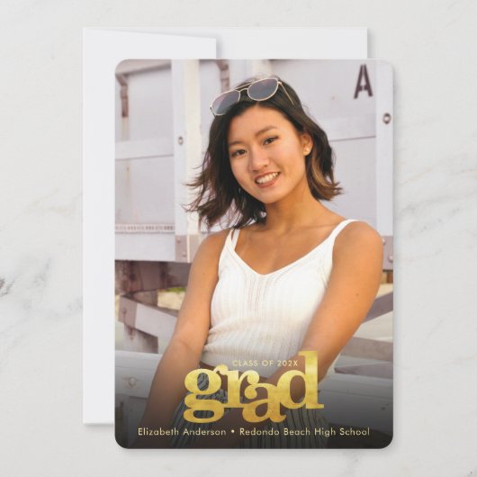 Abschluss Foto Gold kühne moderne Typografie Ankündigung (Vorderseite)