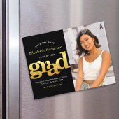 Abschluss Foto Gold Schwarze Typografie Rett Magneteinladung