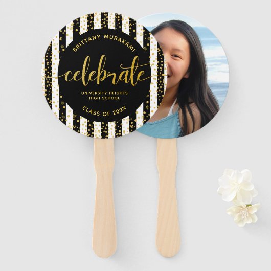 Abschluss Foto Gold Skript schwarzer Streifen Keep Fächer (Vorne und Hinten)