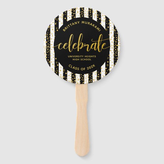 Abschluss Foto Gold Skript schwarzer Streifen Keep Fächer (Vorderseite)