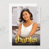 Abschluss Foto Goldtypografie fett modern Dankeskarte (Vorne/Hinten)