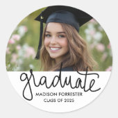 Abschluss Foto | Graduate Script Runder Aufkleber (Vorderseite)