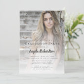 Abschluss Foto Grau-Script Typografie Party Einladung (Stehend Vorderseite)