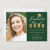 Abschluss Foto Green Gold Script Class of 2023 Ankündigung (Vorderseite)